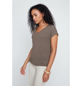 RENUAR RENUAR 26E TOP TRICOT CARRE MANCHES COURTES KAKI