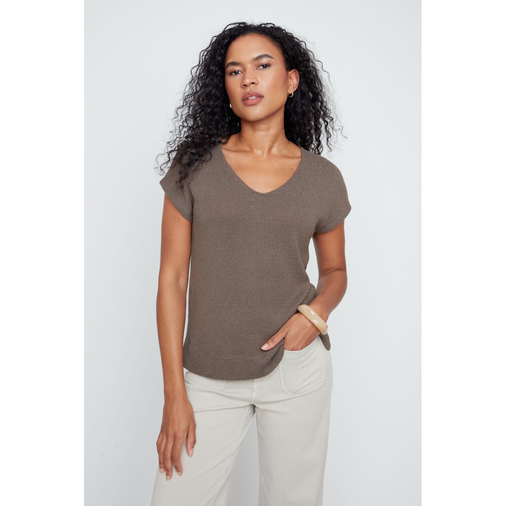 RENUAR RENUAR 26E TOP TRICOT CARRE MANCHES COURTES KAKI