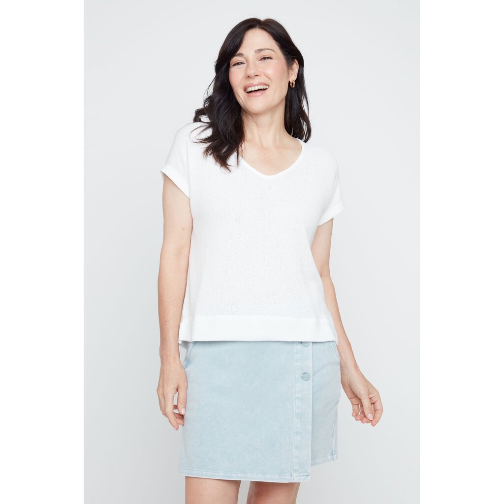 RENUAR RENUAR 26E TOP TRICOT CARRE MANCHES COURTES CREME