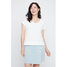 RENUAR RENUAR 26E TOP TRICOT CARRE MANCHES COURTES CREME