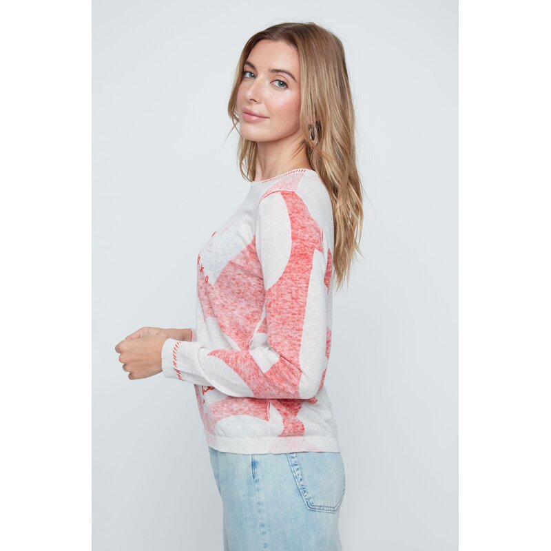 RENUAR RENUAR 26E TOP TRICOT LEGER COEURS SCARLET COMBO