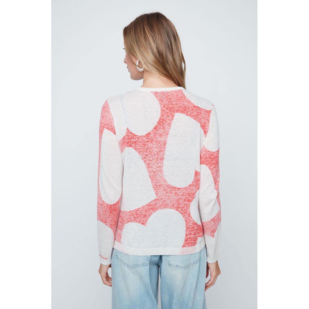 RENUAR RENUAR 26E TOP TRICOT LEGER COEURS SCARLET COMBO