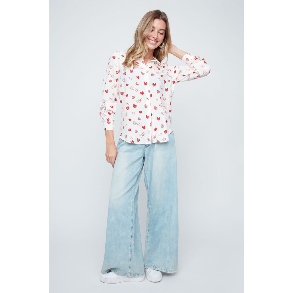 RENUAR RENUAR 26E BLOUSE COEURS SCARLET COMBO