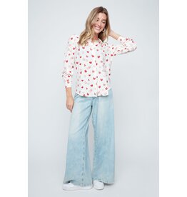 RENUAR RENUAR 26E BLOUSE COEURS SCARLET COMBO