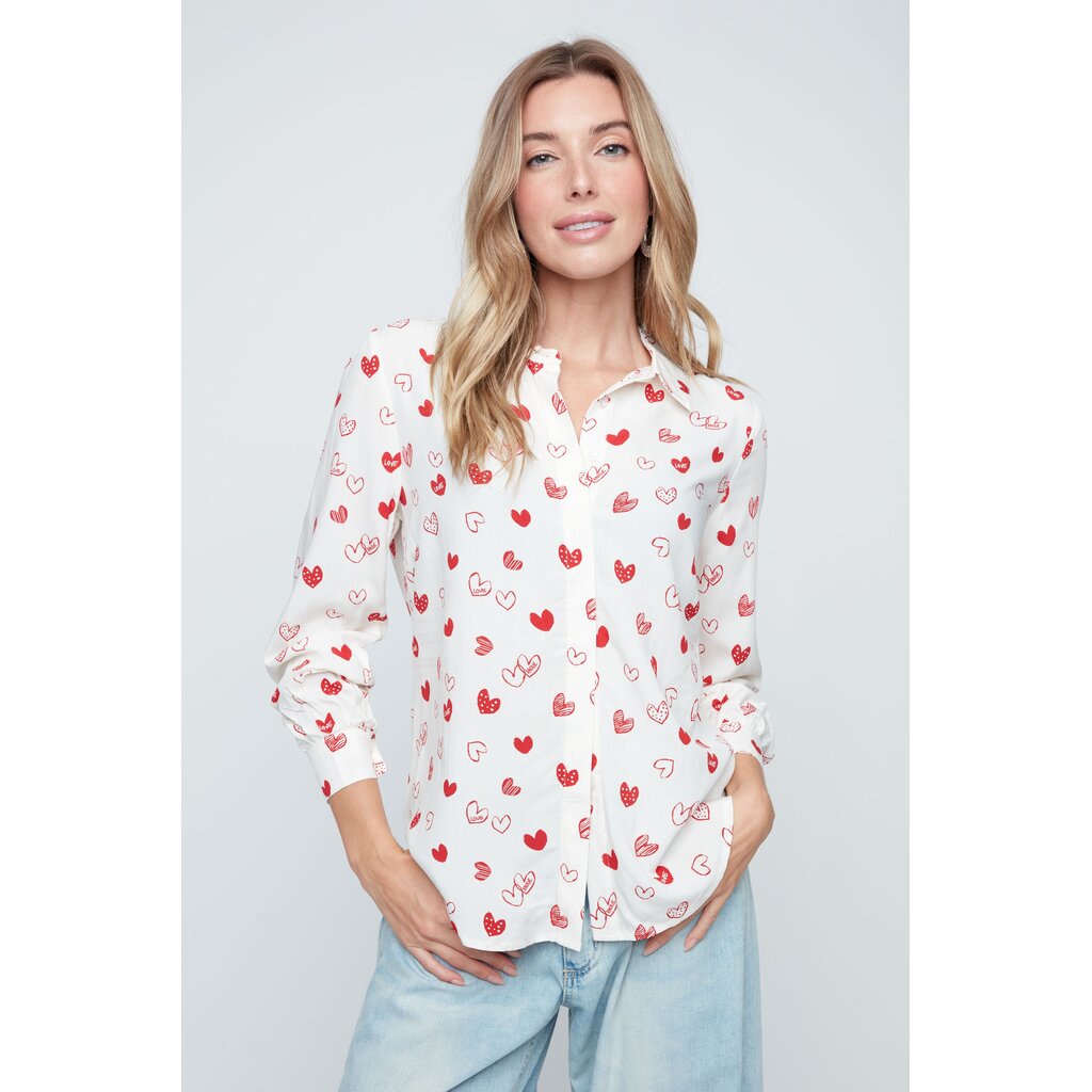 RENUAR RENUAR 26E BLOUSE COEURS SCARLET COMBO