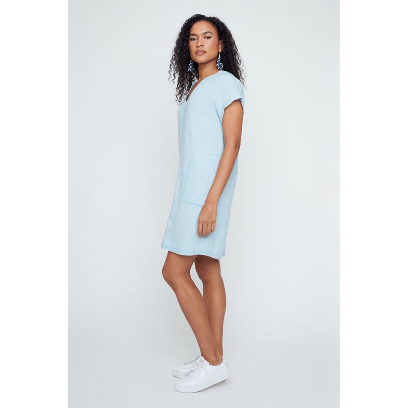RENUAR RENUAR 26E ROBE COURTE COL V CHAMBRAY