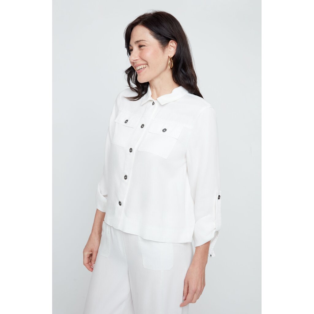 RENUAR RENUAR 26E CHEMISE CROP POCHES CREME