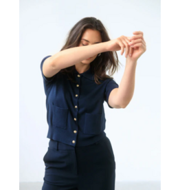 YEST YEST 26E CARDIGAN ILIRA M COURTE NAVY BOUTONS DORES