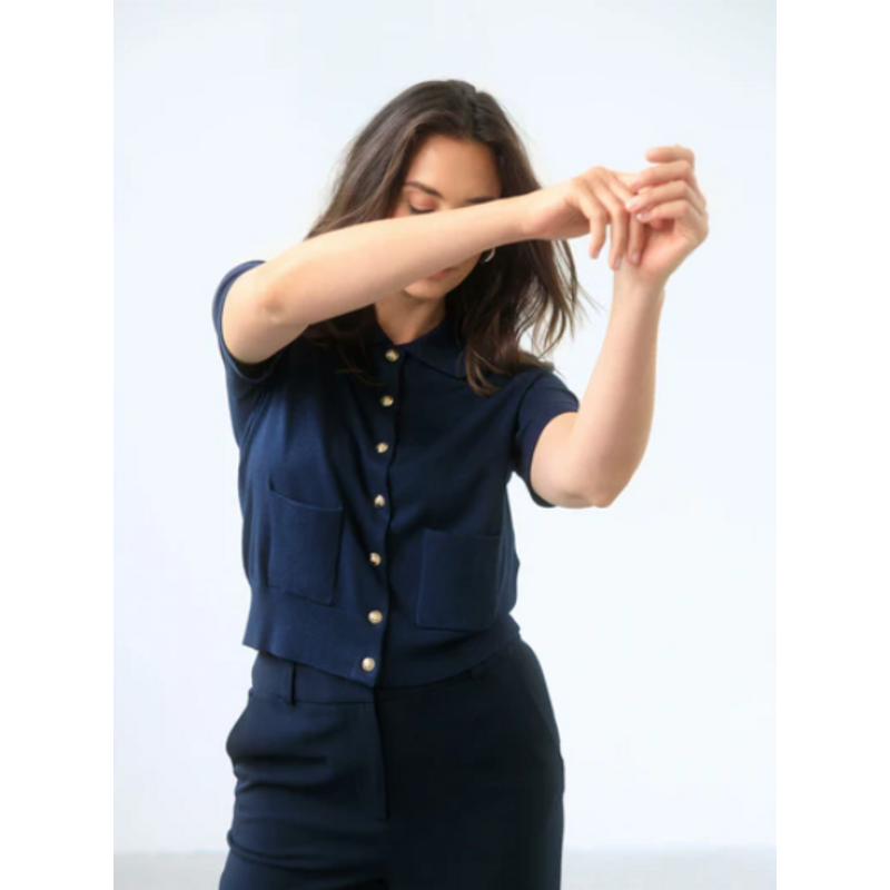 YEST YEST 26E CARDIGAN ILIRA M COURTE POCHES NAVY