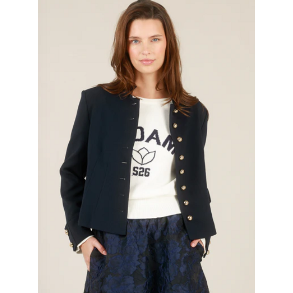 YEST YEST 26E VESTE ILSE GROS BOUTONS NAVY/BLANC