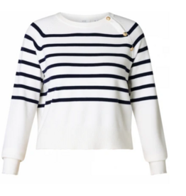 YEST YEST 26E TRICOT IBBIE BOUTONS RAYURES CREME/BLEU