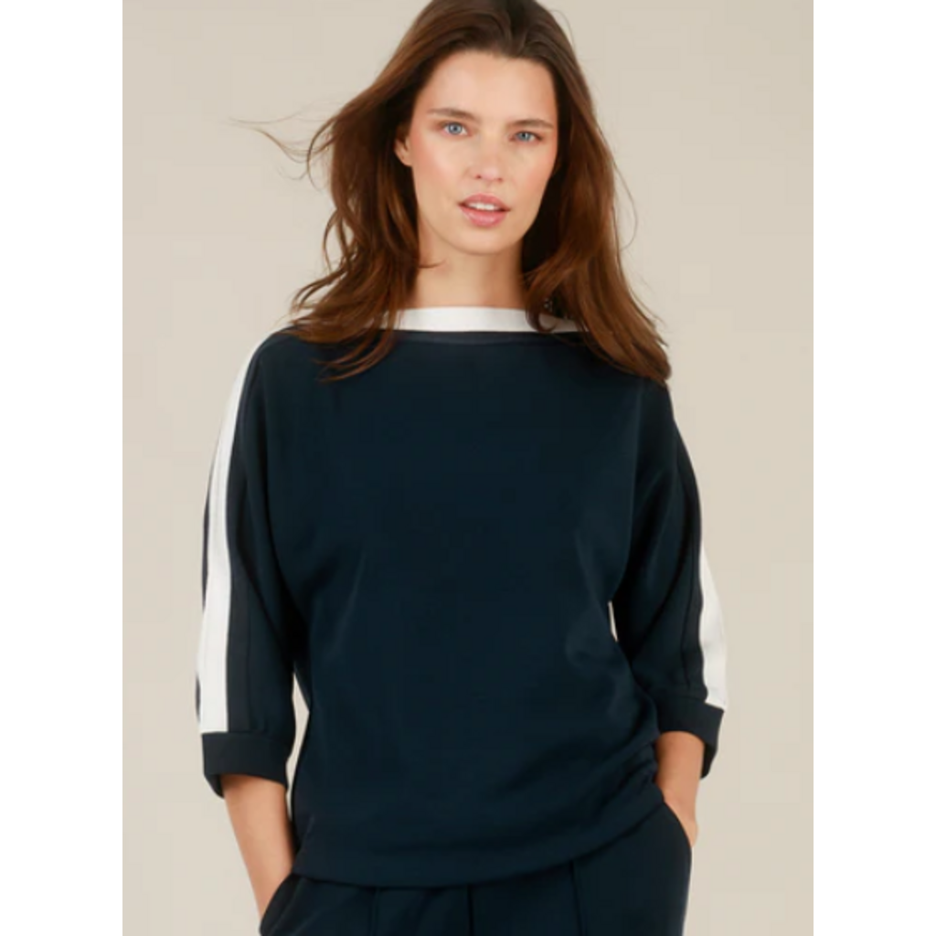 YEST YEST 26E TOP INAYA COL BATEAU LIGNE NAVY/BLANC