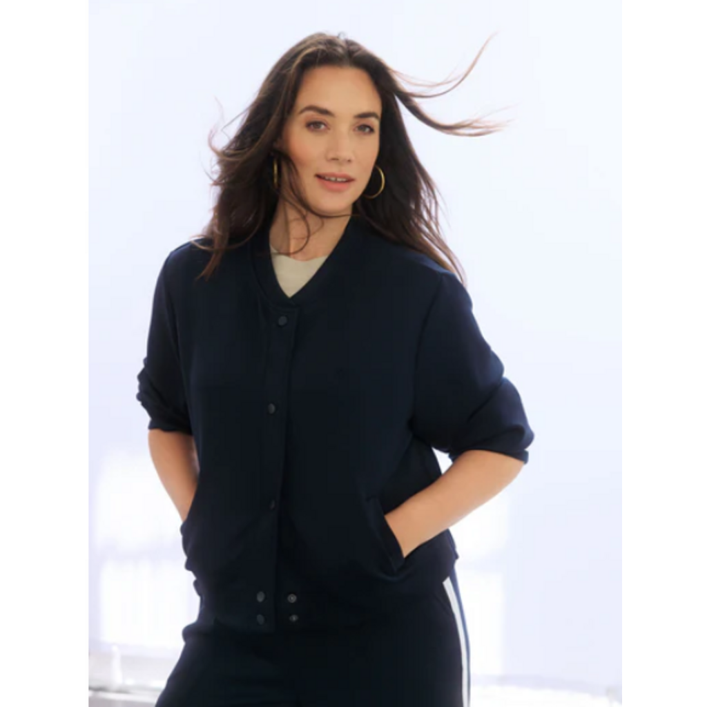 YEST YEST 26E CARDIGAN IEVA POIGNET RAYE NAVY/BLANC