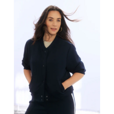 YEST YEST 26E BLOUSON IEVA POIGNET RAYE NAVY/BLANC