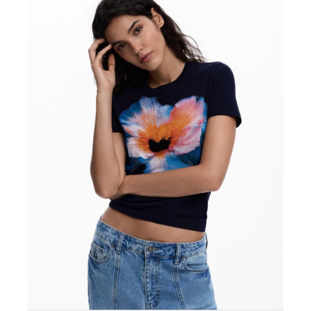 DESIGUAL DESIGUAL 26E TSHIRT ESTOCOLMO FLEUR TEXTURE NAVY