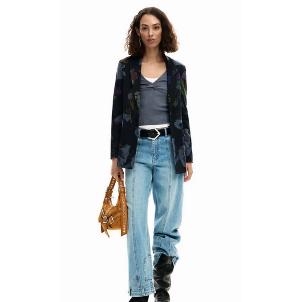 DESIGUAL DESIGUAL 26E BLAZER LUCSON MOTIF FLORAL NOIR