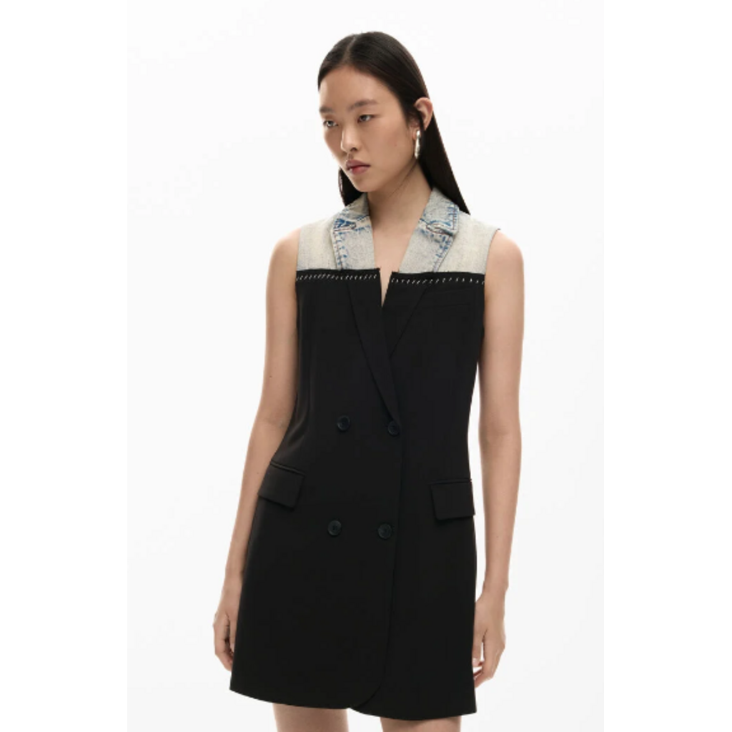 DESIGUAL DESIGUAL 26E VESTE LONGUE POTTER S MANCHE JEAN/NOIR