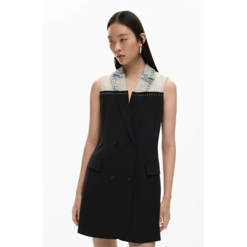 DESIGUAL DESIGUAL 26E VESTE LONGUE POTTER S MANCHE JEAN/NOIR