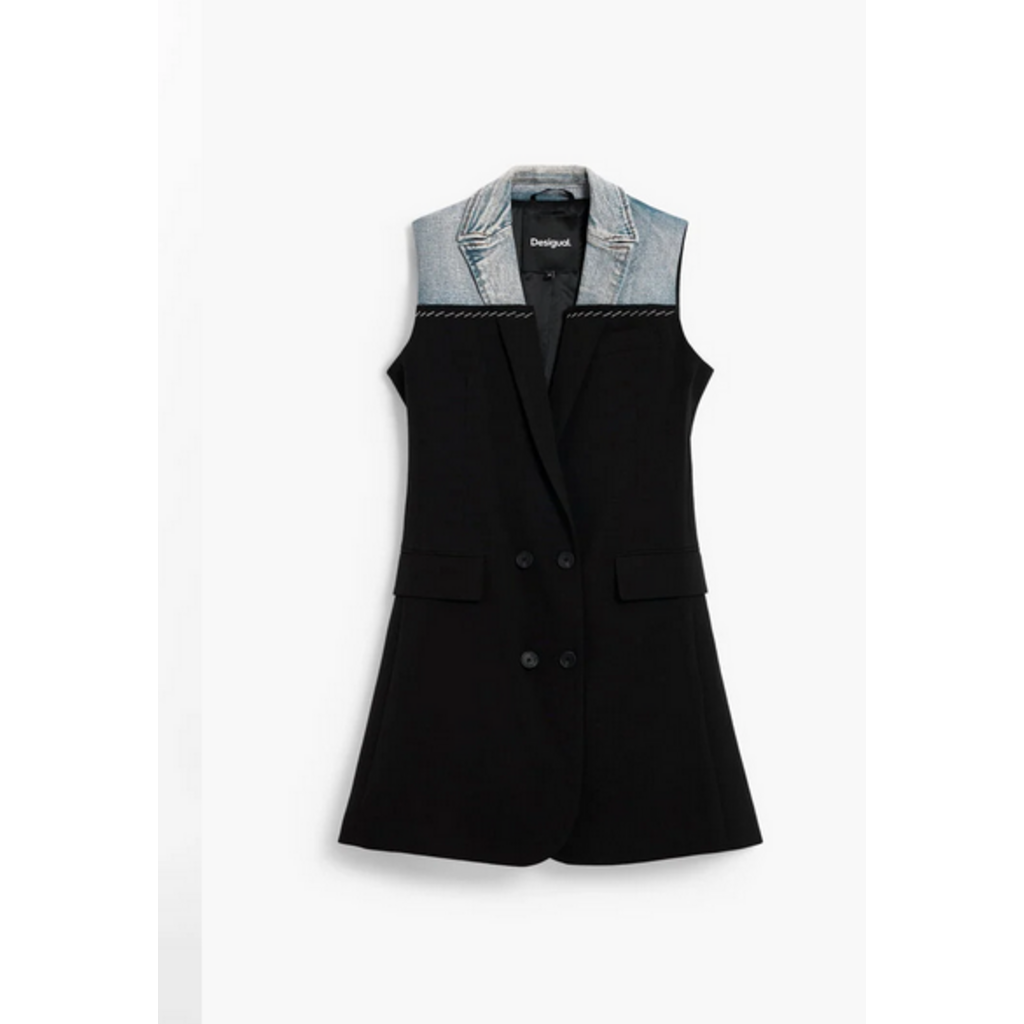 DESIGUAL DESIGUAL 26E VESTE LONGUE POTTER S MANCHE JEAN/NOIR