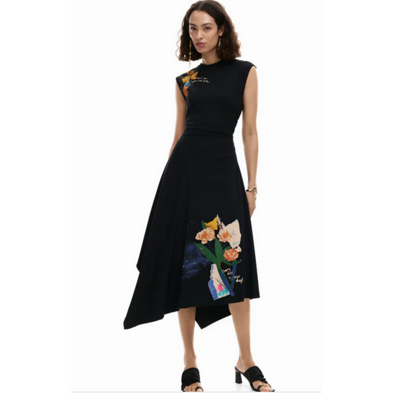 DESIGUAL DESIGUAL 26E ROBE LEYTER S MANCHE FLEURS NOIR
