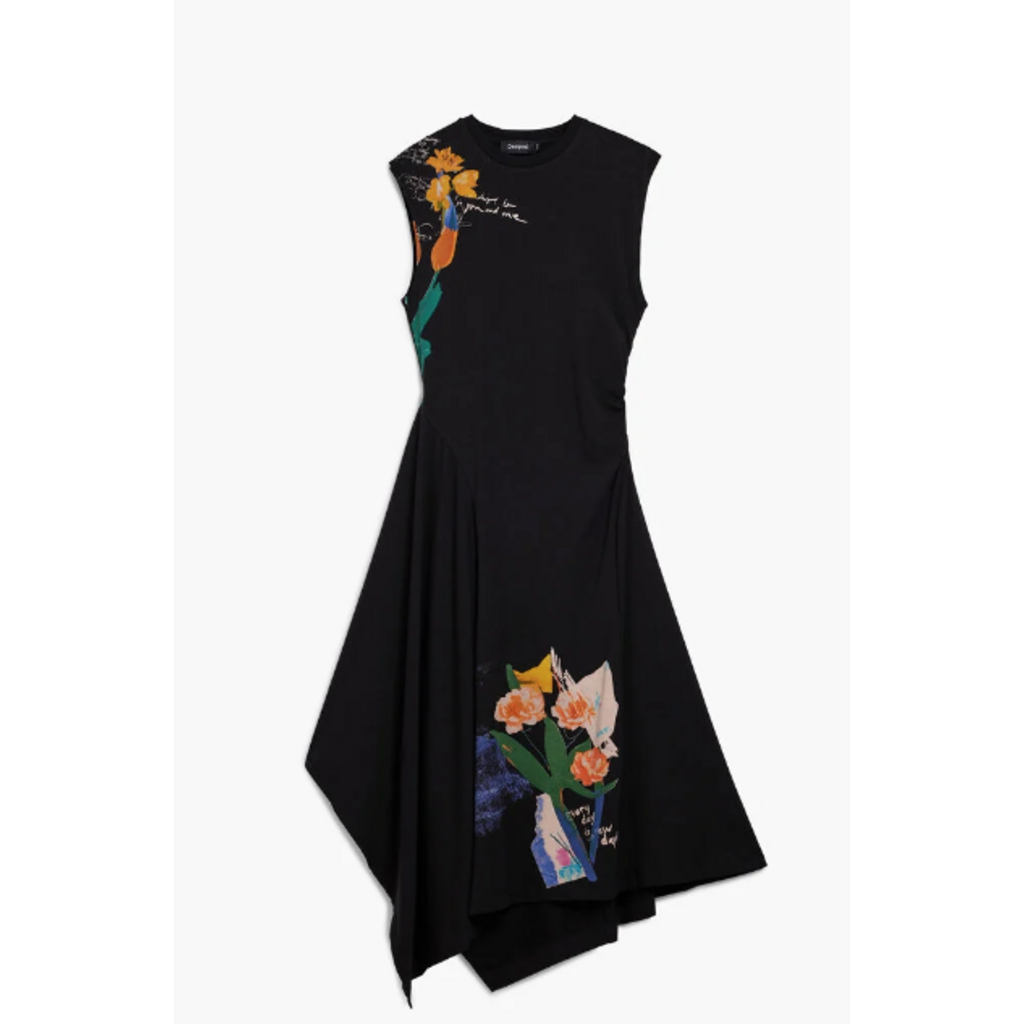 DESIGUAL DESIGUAL 26E ROBE LEYTER S MANCHE FLEURS NOIR