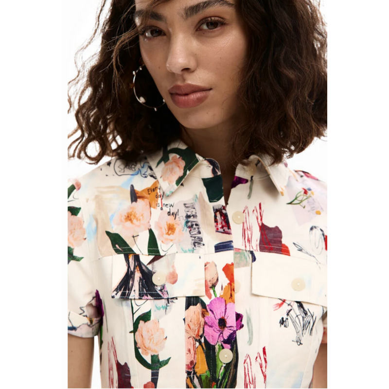 DESIGUAL DESIGUAL 26E ROBE CHEMISE M COURTE FLORAL CREME