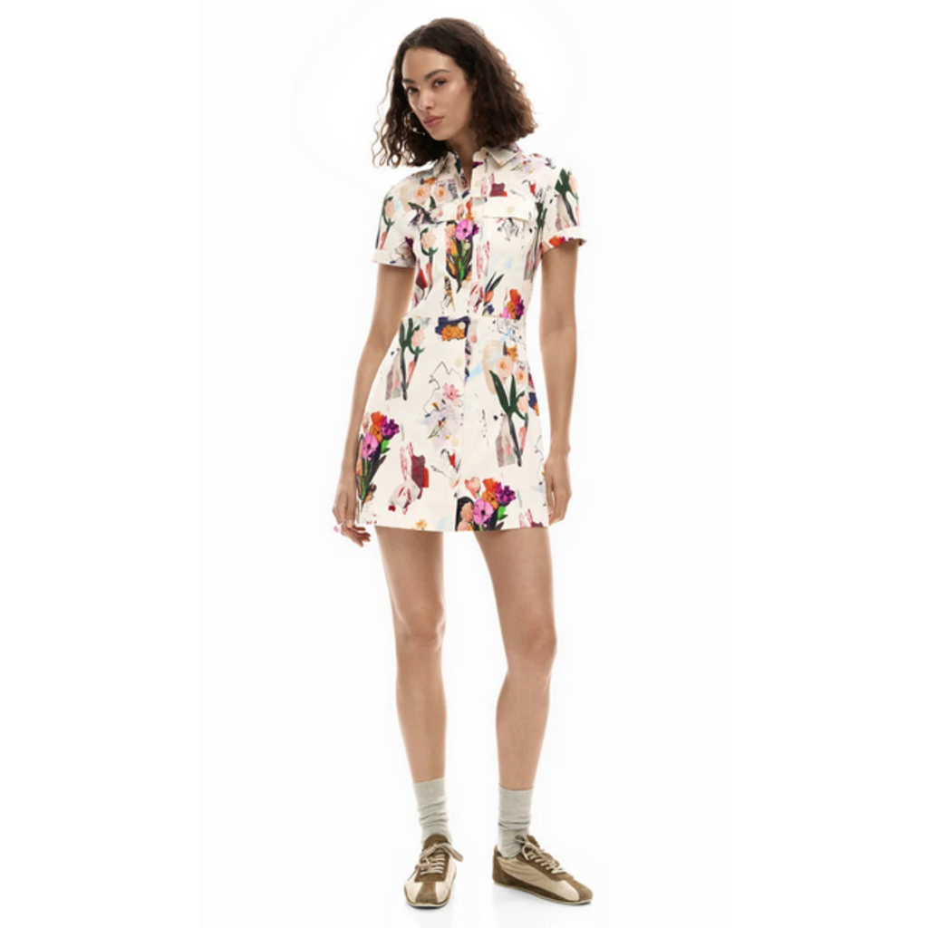 DESIGUAL DESIGUAL 26E ROBE CHEMISE M COURTE FLORAL CREME