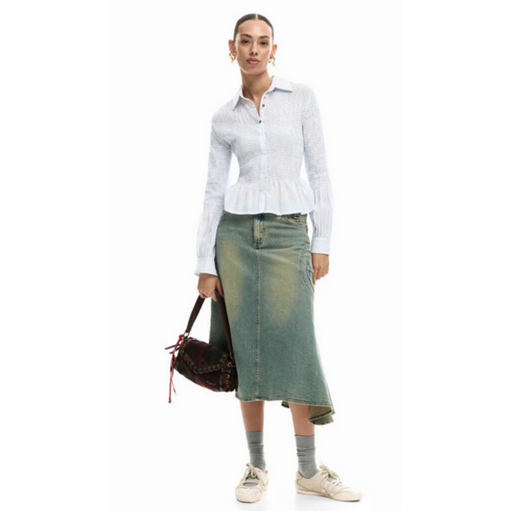 DESIGUAL DESIGUAL 26E CHEMISE MURI BAS A VOLANTS BLEU/BLANC