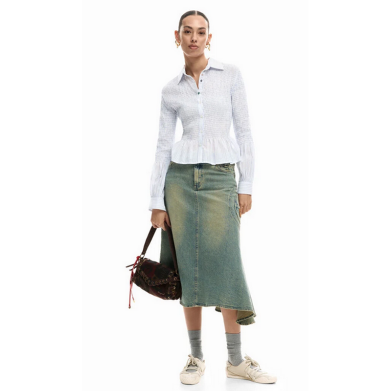 DESIGUAL DESIGUAL 26E CHEMISE MURI BAS A VOLANTS BLEU/BLANC