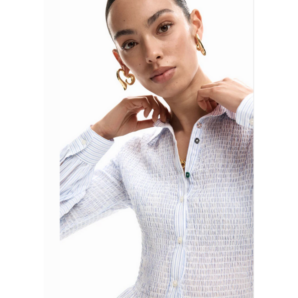 DESIGUAL DESIGUAL 26E CHEMISE MURI BAS A VOLANTS BLEU/BLANC