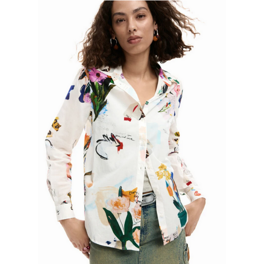 DESIGUAL DESIGUAL 26E CHEMISE MILA M LONGUE FLORAL CREME