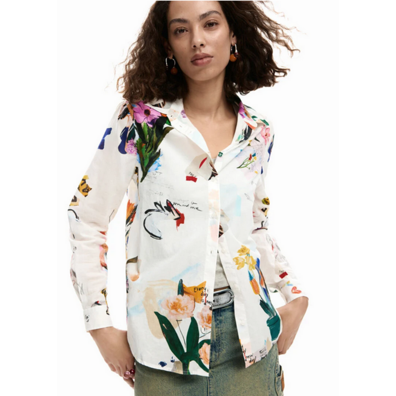 DESIGUAL DESIGUAL 26E CHEMISE MILA M LONGUE FLORAL CREME