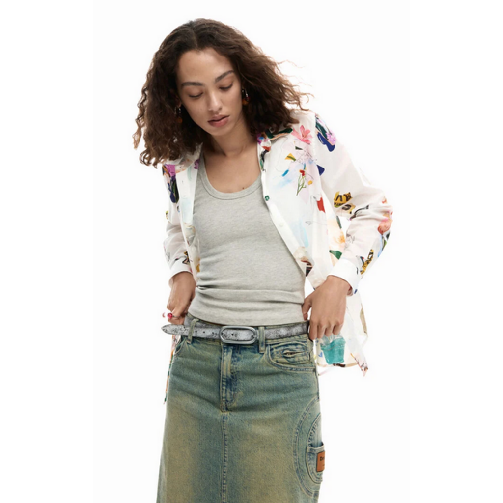 DESIGUAL DESIGUAL 26E CHEMISE MILA M LONGUE FLORAL CREME