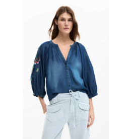 DESIGUAL DESIGUAL 26E BLOUSE BRODERIE MANCHE 3/4 CHAMBRAY