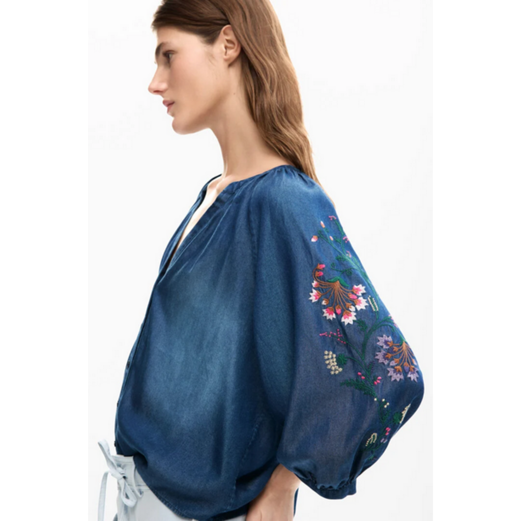 DESIGUAL DESIGUAL 26E BLOUSE BRODERIE MANCHE 3/4 CHAMBRAY