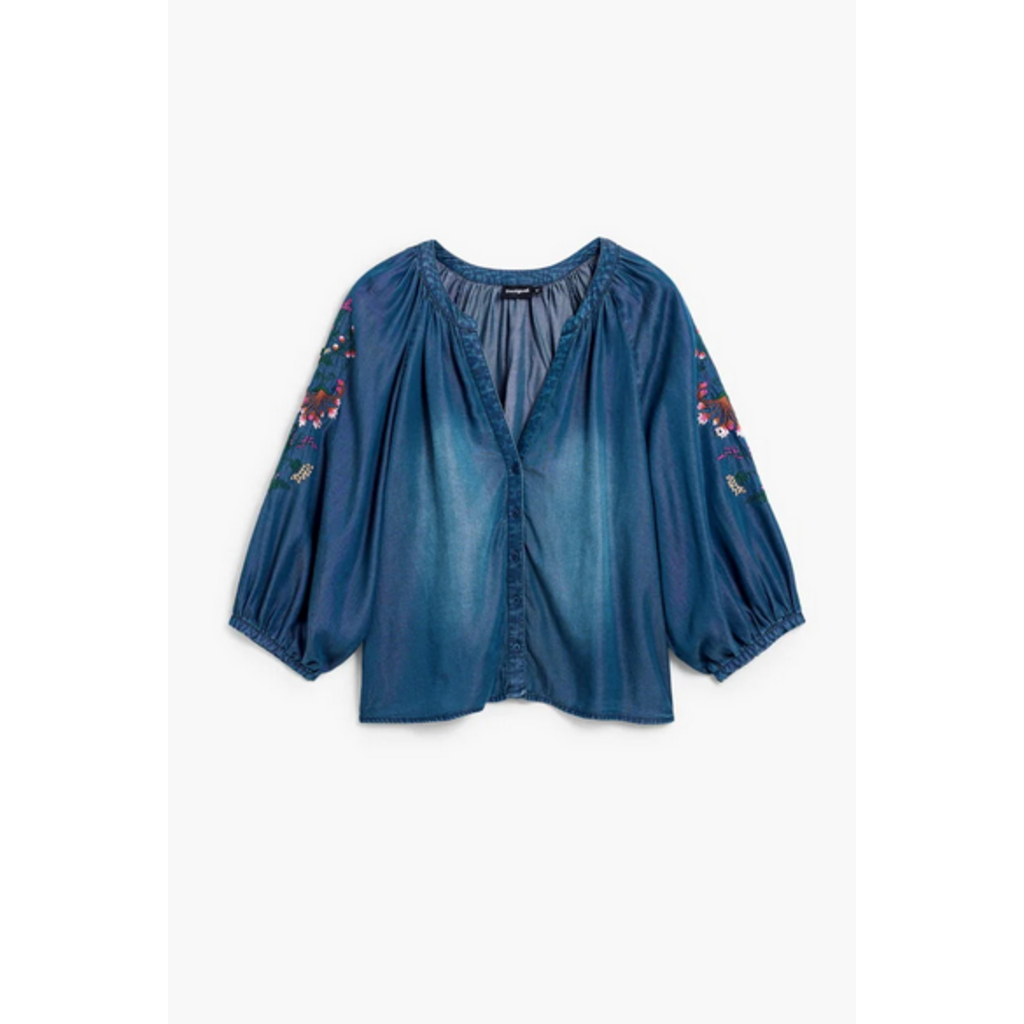 DESIGUAL DESIGUAL 26E BLOUSE BRODERIE MANCHE 3/4 CHAMBRAY