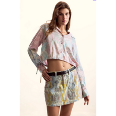 DESIGUAL DESIGUAL 26E BLOUSE CROP CORDON FLEURS ROSE