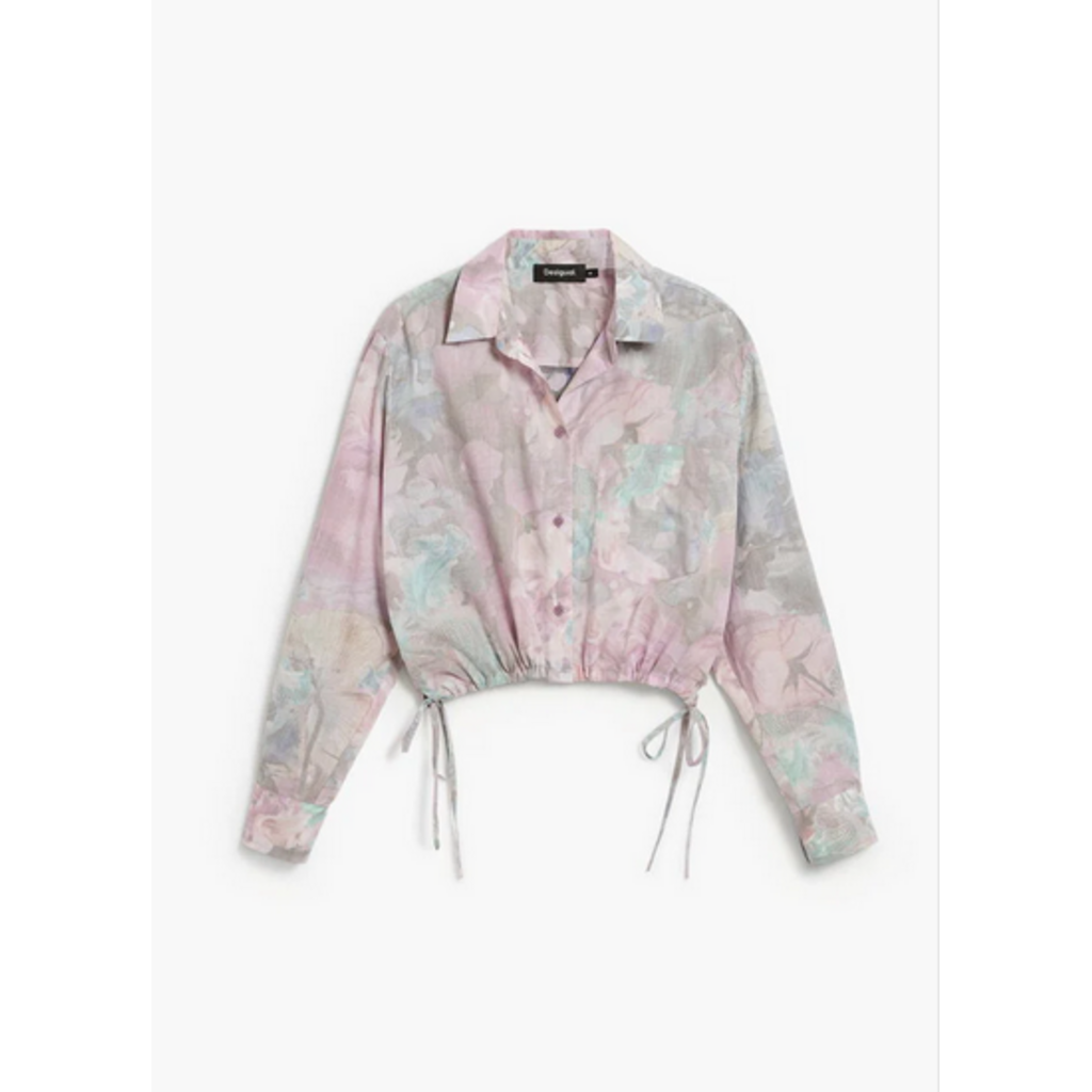 DESIGUAL DESIGUAL 26E BLOUSE CROP CORDON FLEURS ROSE