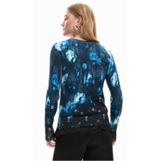 DESIGUAL DESIGUAL 26E TOP FARGO FLEURS BLEU/NOIR