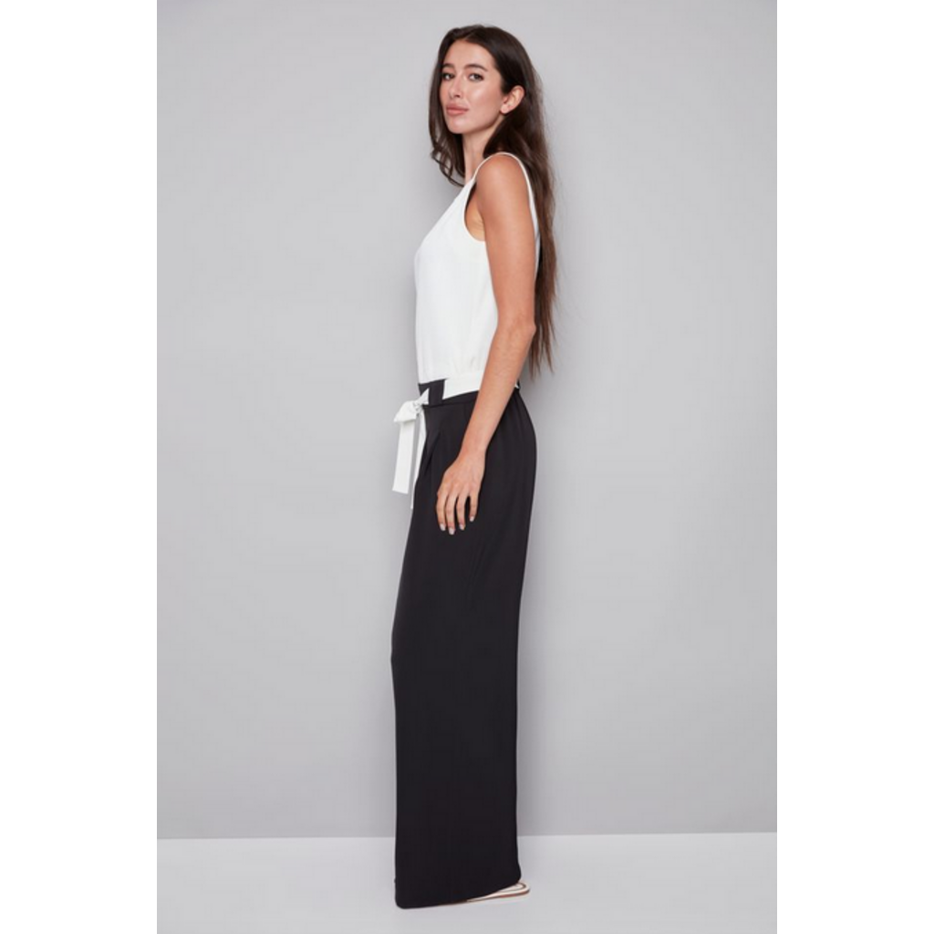 I LOVE TYLER MADISON TYLER MADISON 26E PANT WIDE NOIR CEINTURE CREME