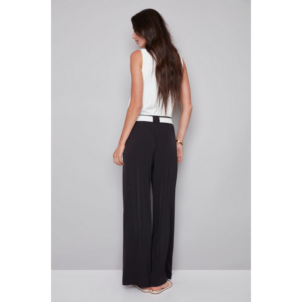 I LOVE TYLER MADISON TYLER MADISON 26E PANT WIDE NOIR CEINTURE CREME