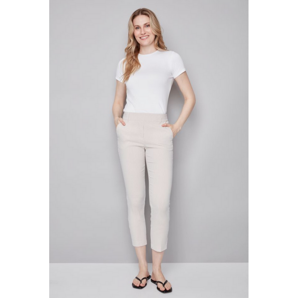 I LOVE TYLER MADISON TYLER MADISON 26E PANT CHLOE RAYURES BEIGE/CREME
