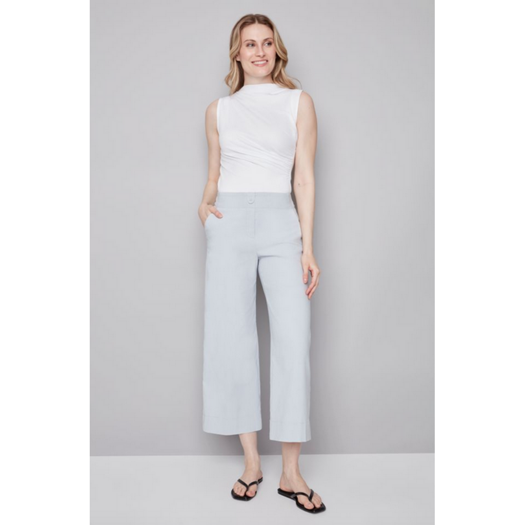 I LOVE TYLER MADISON TYLER MADISON 26E PANT WIDE FINES RAYURES GRIS/CREME