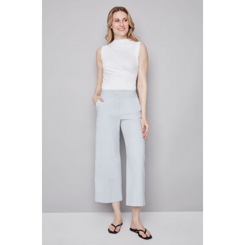 I LOVE TYLER MADISON TYLER MADISON 26E PANT WIDE FINES RAYURES GRIS/CREME