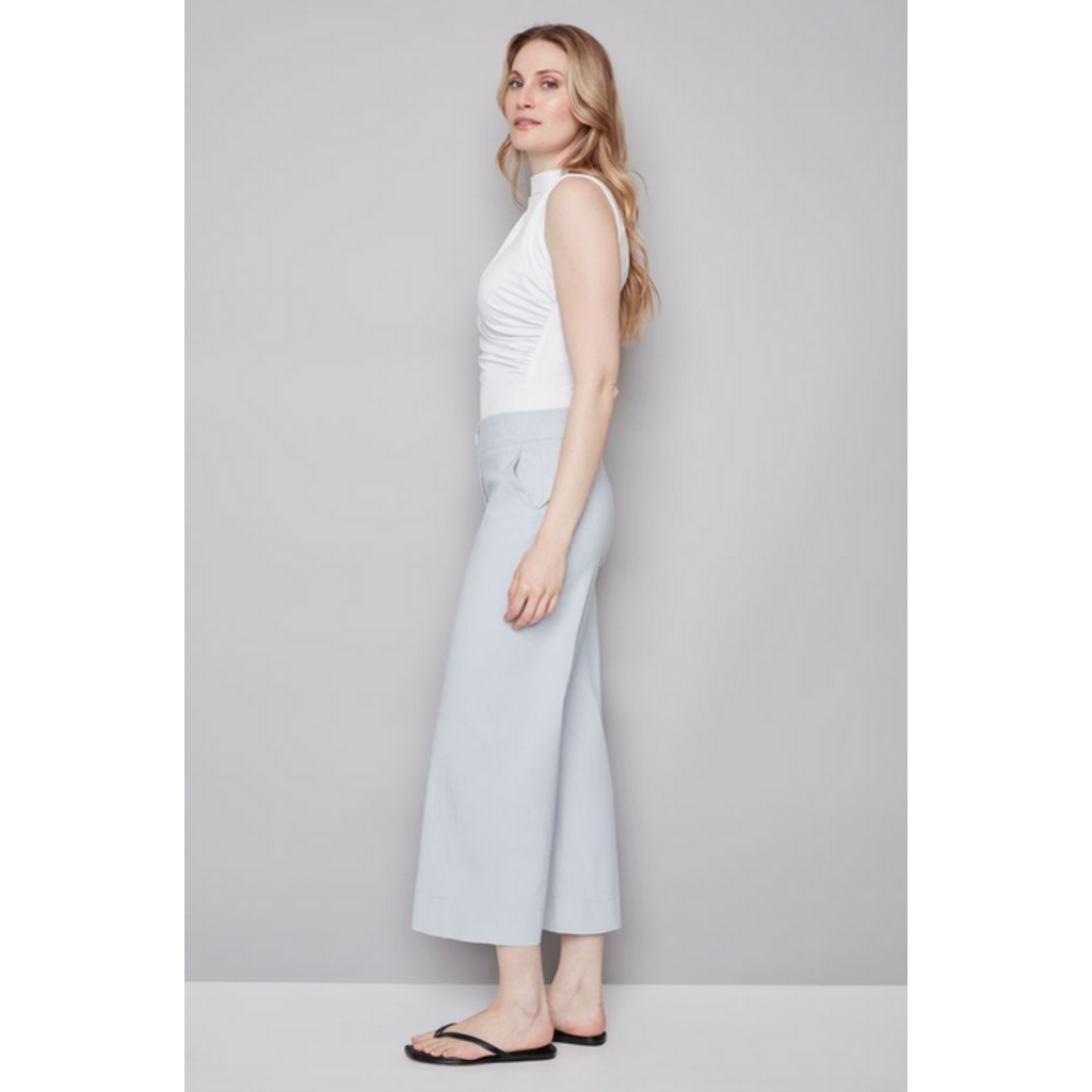 I LOVE TYLER MADISON TYLER MADISON 26E PANT WIDE FINES RAYURES GRIS/CREME