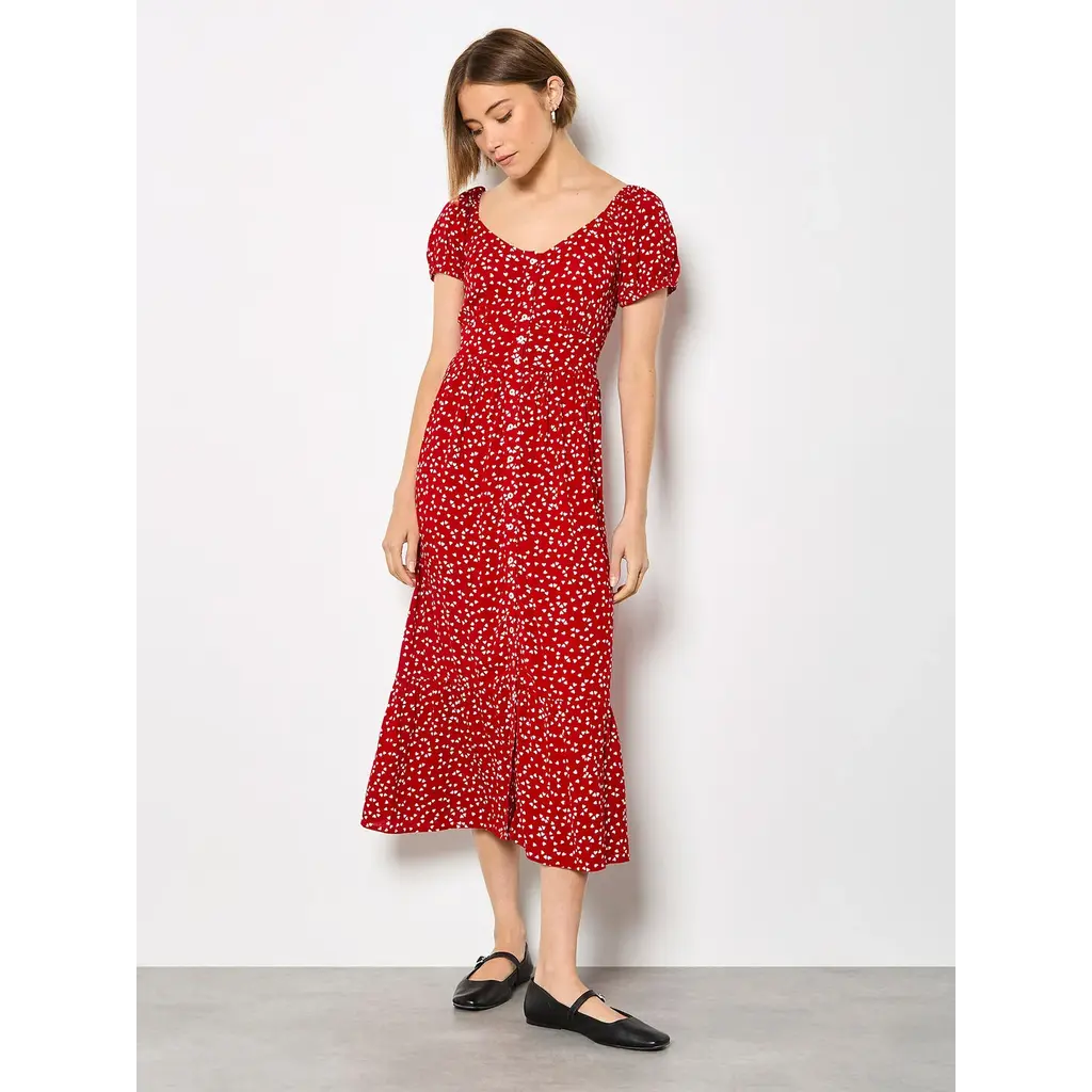 APRICOT APRICOT 26E ROBE BOUTONS COEURS ROUGE/BLANC