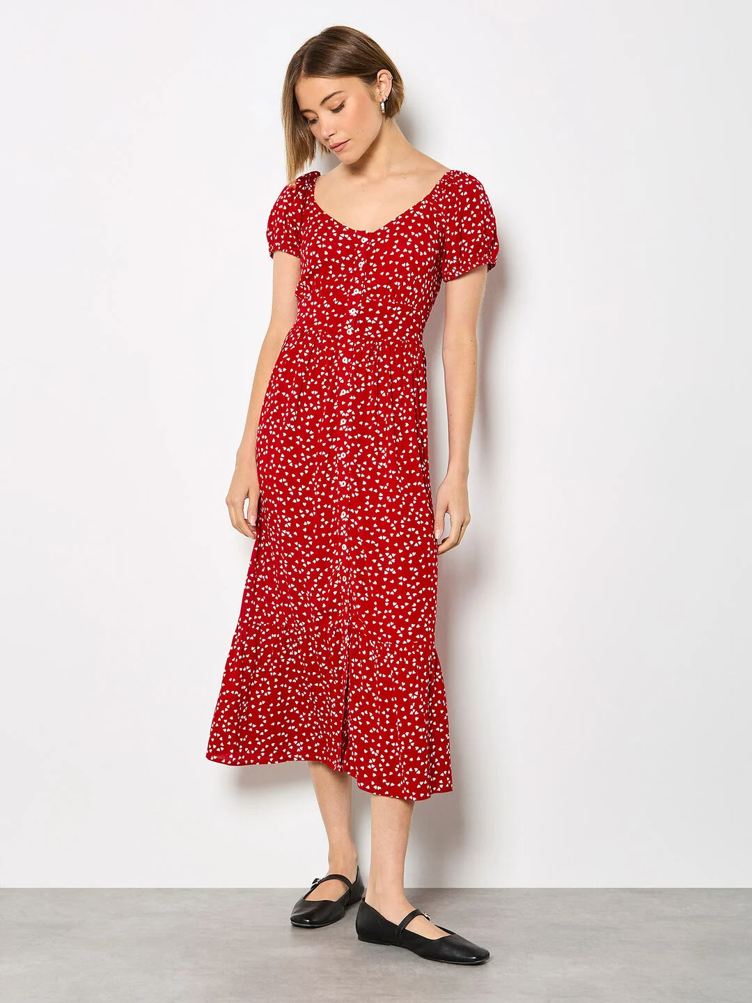 APRICOT 26E ROBE BOUTONS COEURS ROUGE/BLANC
