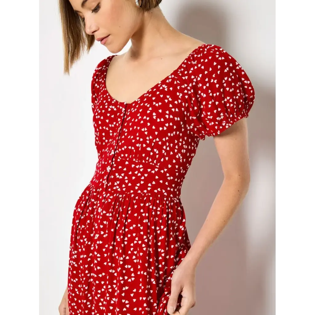 APRICOT APRICOT 26E ROBE BOUTONS COEURS ROUGE/BLANC