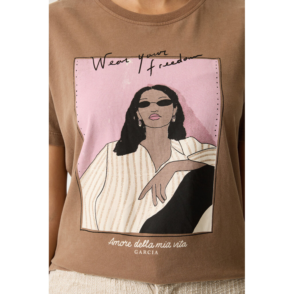 GARCIA GARCIA 26E TSHIRT WEAR YOUR FREEDOM SOFT TAUPE