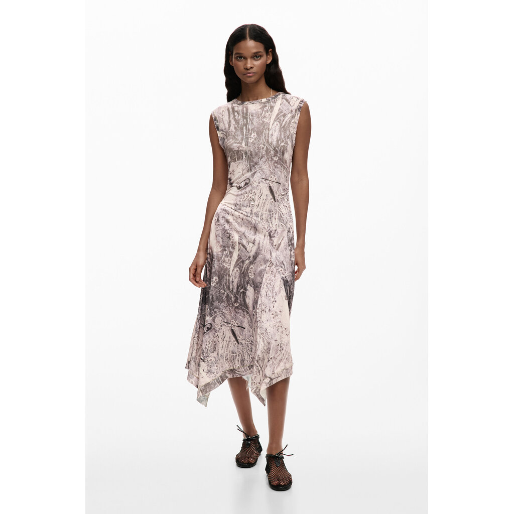 DESIGUAL DESIGUAL 26E ROBE CATTY S MANCHE GRIS/ROSE